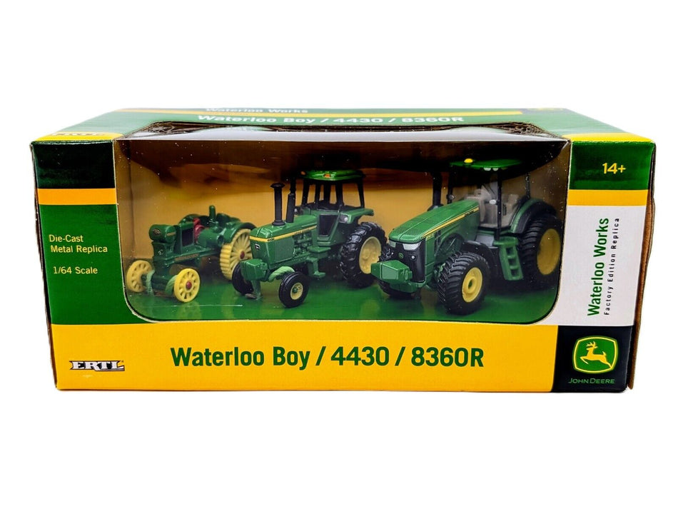 1/64 John Deere Waterloo Boy 4430 8360R Tractor Set Waterloo Works Employee Ed.