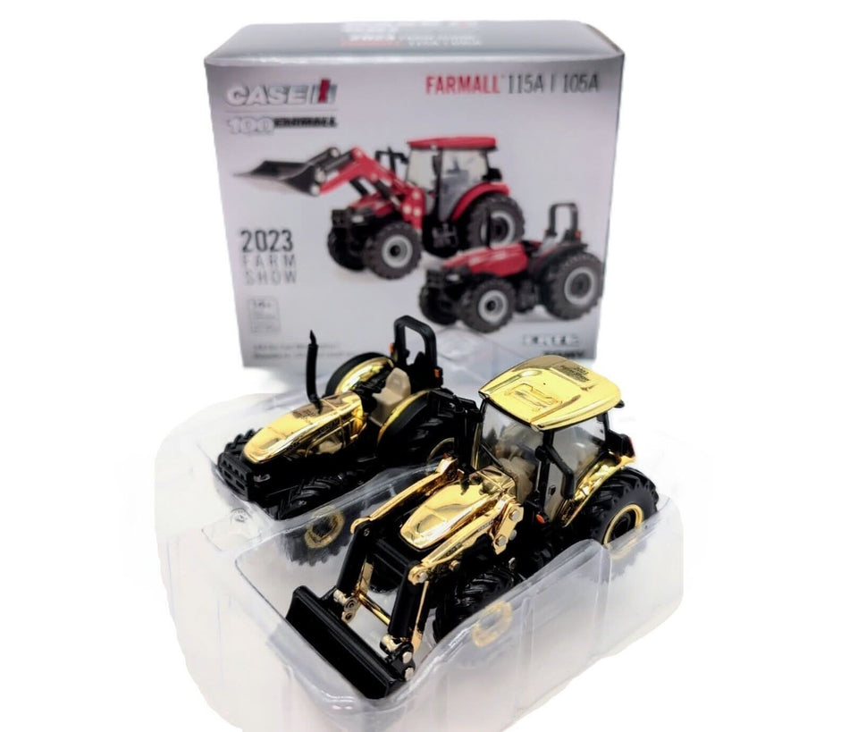 1/64 Case IH Farmall 115A With Cab & Loader & Farmall 105A Open Station Tractor