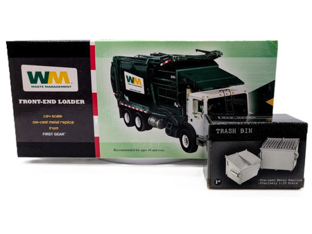 1/34 Waste Management First Gear Mack Front End Loader Garbage Truck With Bin