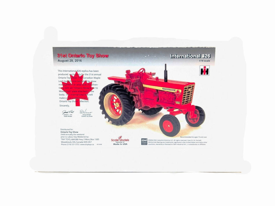 1/16 International Harvester 826 31st Ontario Toy Show Scale Models