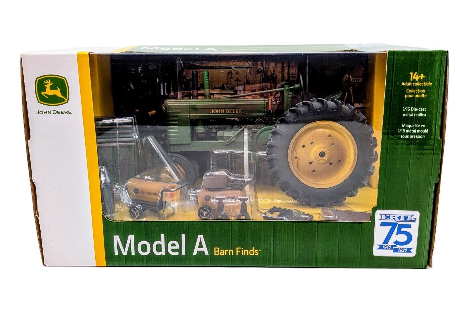 1/16 John Deere Model A Tractor, Dusty Barn Find With Accessories, Ertl 75th Ann