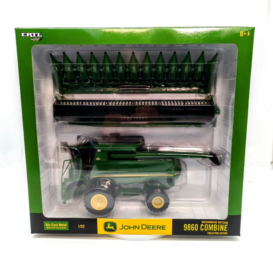 1/32 John Deere 9860 Combine W/ Duals, Corn & Bean Heads