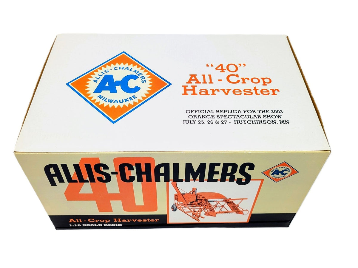1/16 Allis Chalmers 40 All Crop Harvester pull Type Combine, Orange Spectacular.