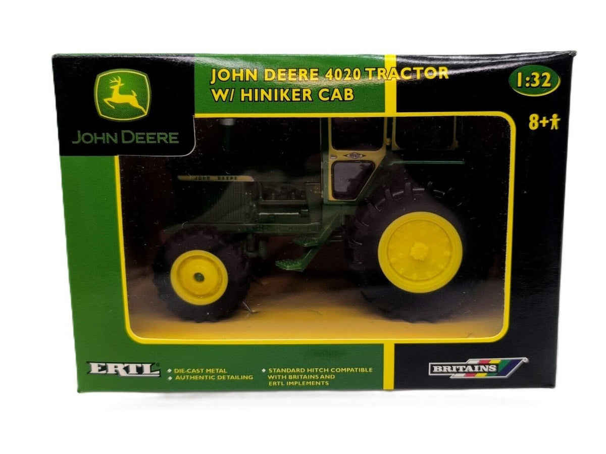 1/32 John Deere 4020 Diesel Tractor With Hiniker Cab & Front Wheel Assist - Farm Toy Tractor