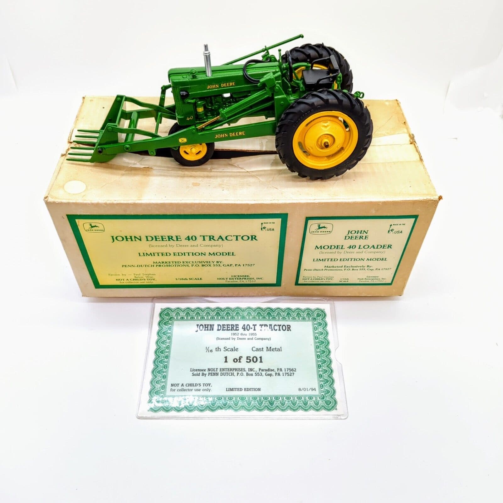 1/16 John Deere Model 40 Loader Limited Edition 1 of 500 By Paul Stephan