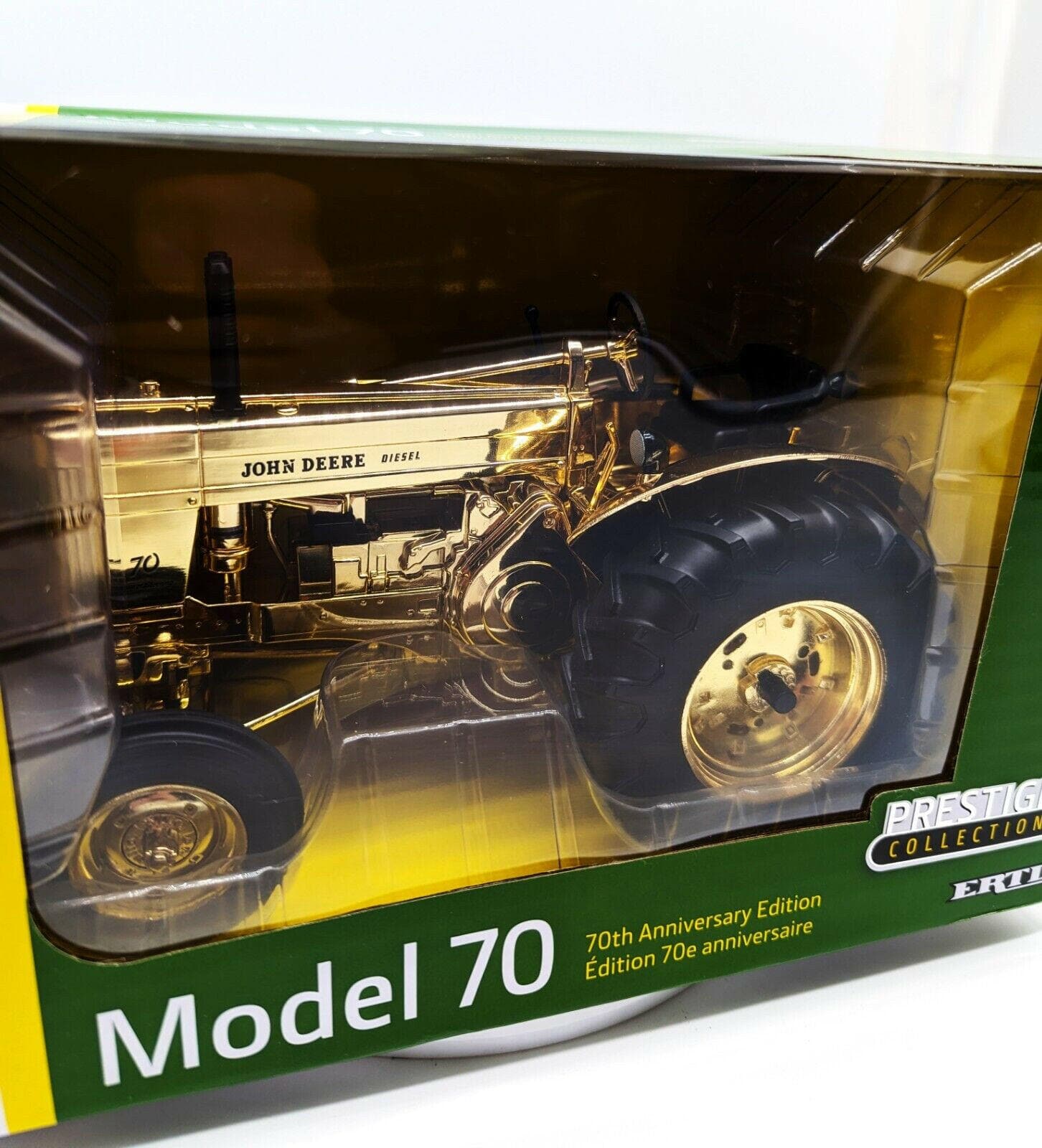 John Deere Gold Model 70 Anniversary Ed ERTL 1/16 Chaser Toy Tractor # 45853.