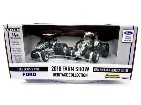 1/64 SILVER CHASER New Holland Genesis T8.435 & Ford Genesis 8970 Tractor Set - Farm Toy Tractor