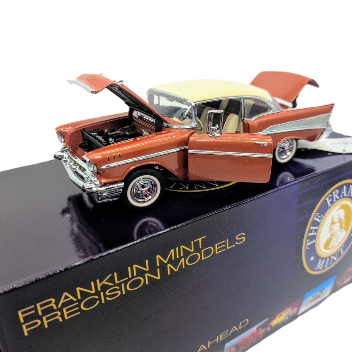 1/24 1957 Chevy Belair Coupe Brown/White, Limited Edition Franklin Mint 