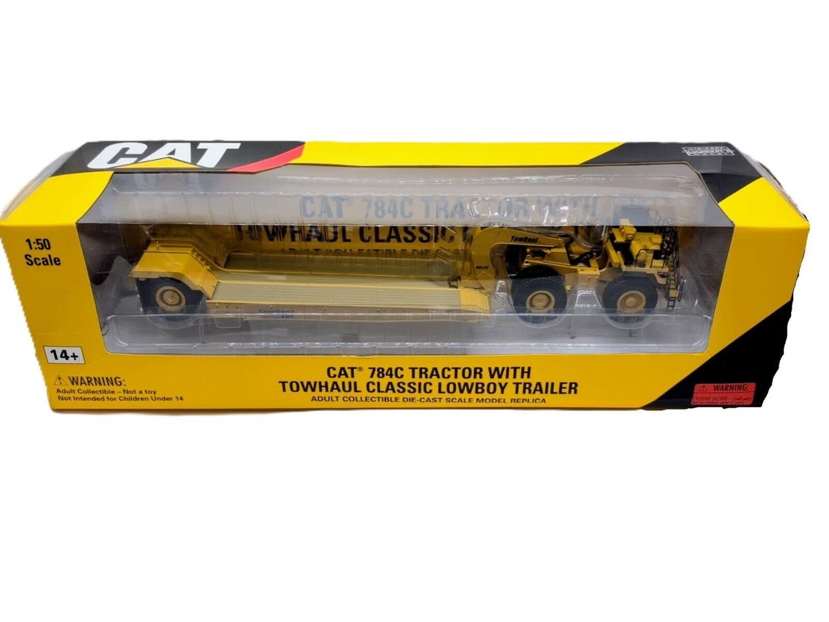 1/50 CAT 784C Tractor +Lowboy Trailer Diecast Model 2009 Norscot - Farm Toy Tractor