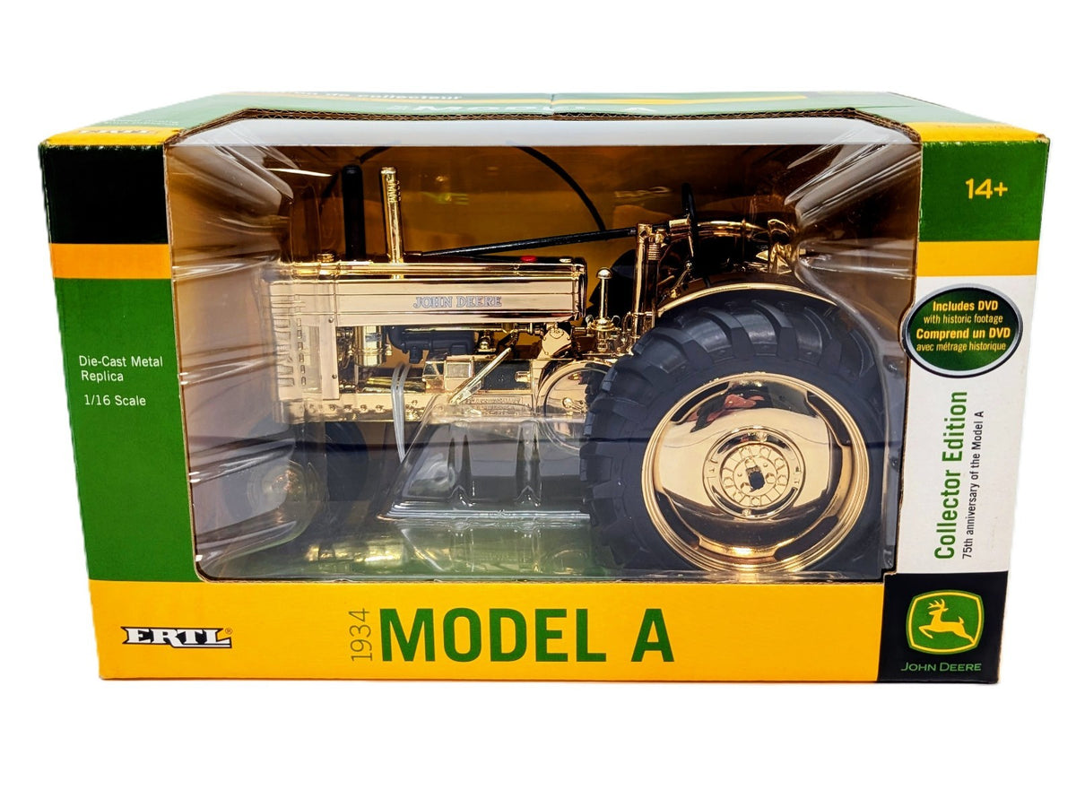 1/16 Gold John Deere Model A Styled Tractor by ERTL, 75th Anniversary Collector.