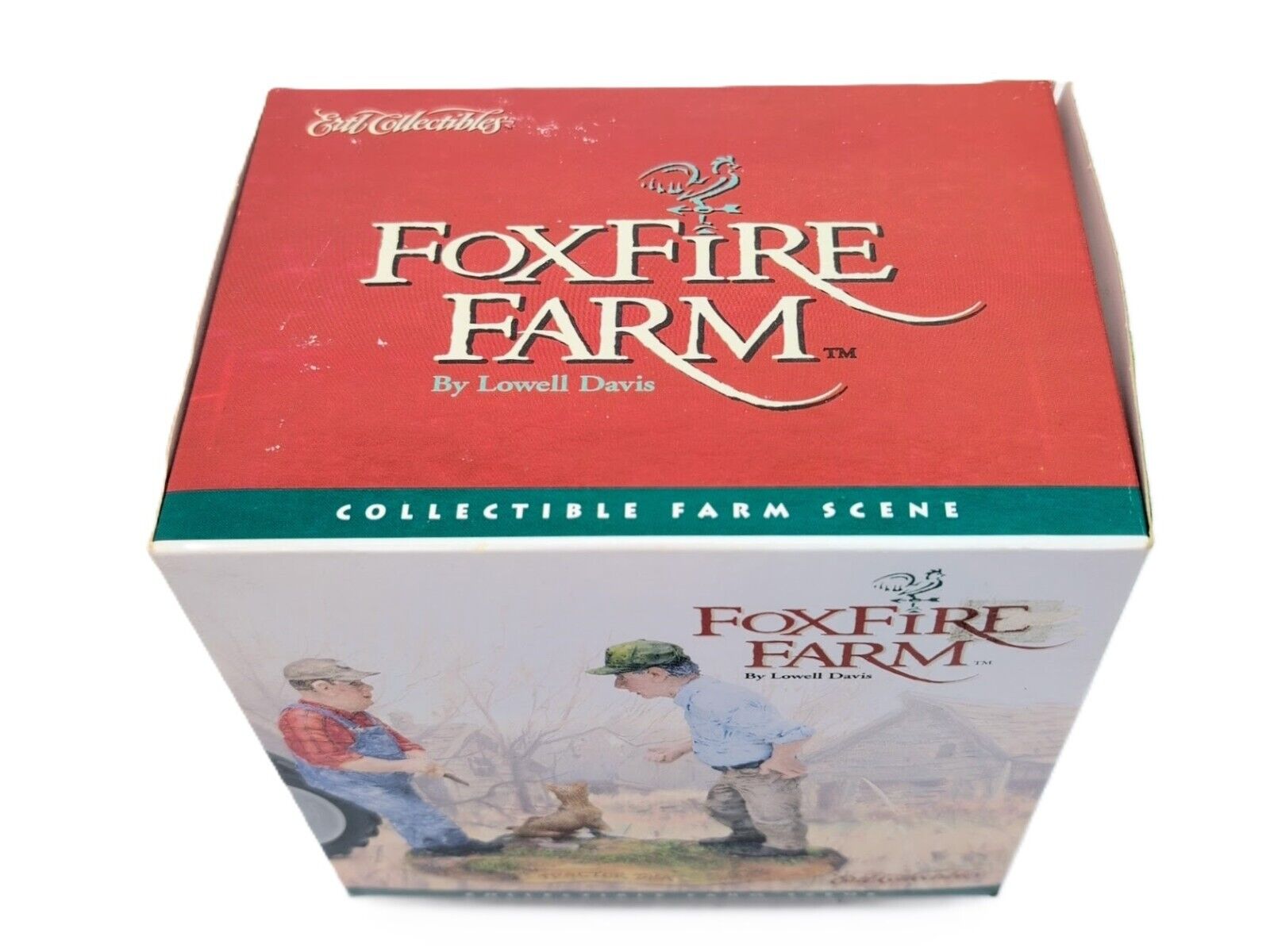 1/16 Foxfire Farm "Tractor Talk" Cold Cast Porcelain Statue by Lowell Davis - Farm Toy