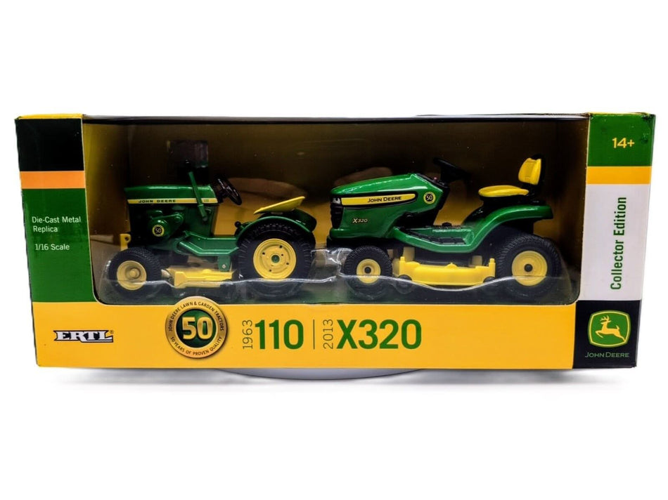 1/16 John Deere 1963 110 & 2013 X320 Lawn & Garden Tractor Set 50TH Anniversary - Farm Toy