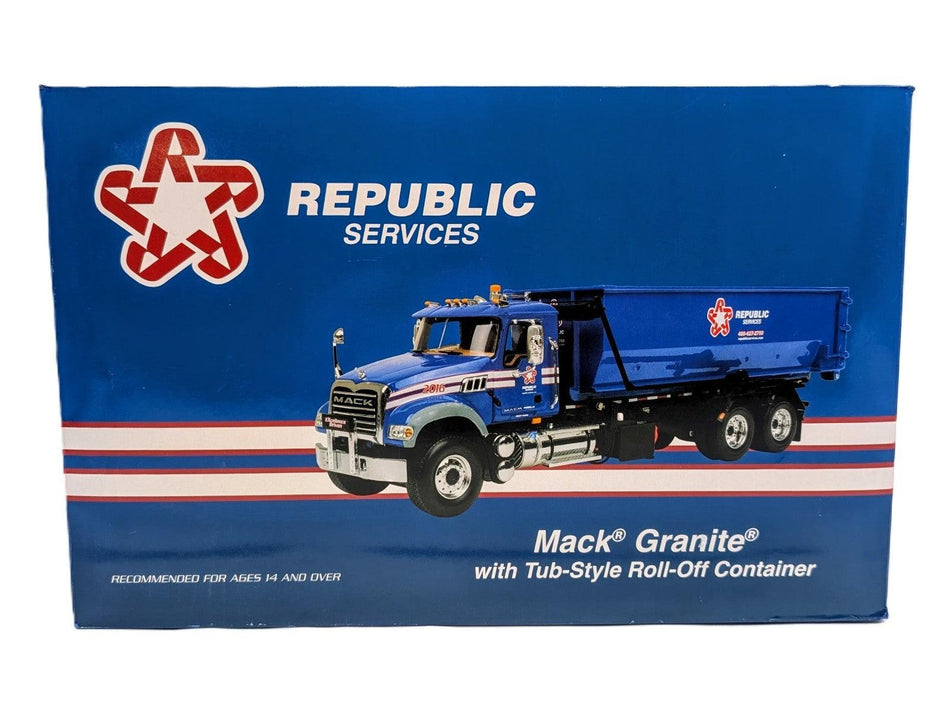 1/34 Garbage Truck Republic Services Peterbilt 567 Roll Off First Gear