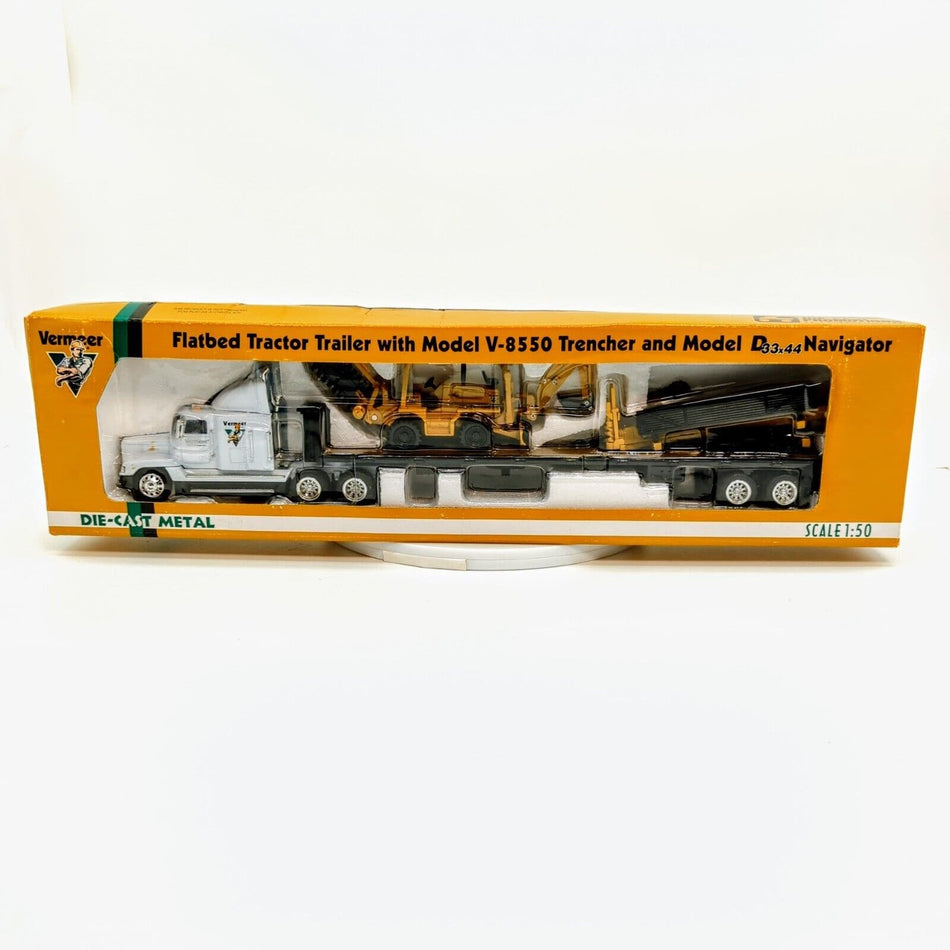 1/50 Vermeer Semi With Flatbed Trailer With Vermeer V-8550 Trencher & Model D 33