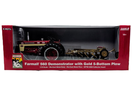 1/16 International Harvester Farmall 560 Demonstrator w/ Gold 5-Bottom Plow - Farm Toy Tractor