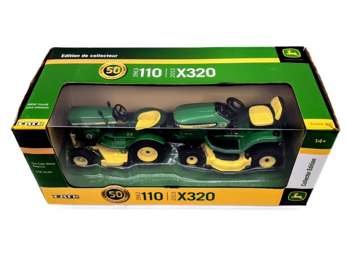 1/16 John Deere 1963 110 & 2013 X320 Lawn & Garden Tractor Set 50TH Anniversary - Farm Toy