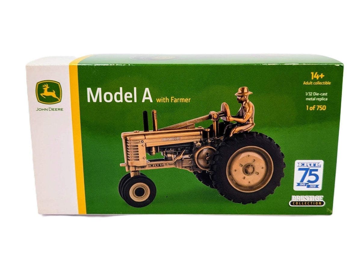 1/32 John Deere Model A Tractor With Man, Ertl 75th Anniversary, Bronze Plated.