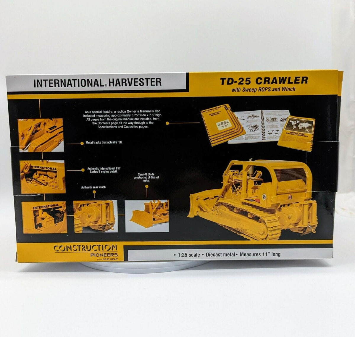 International IH TD-25 Dozer Sweep ROPS Winch First Gear 1/25 #70-0186 MIB.