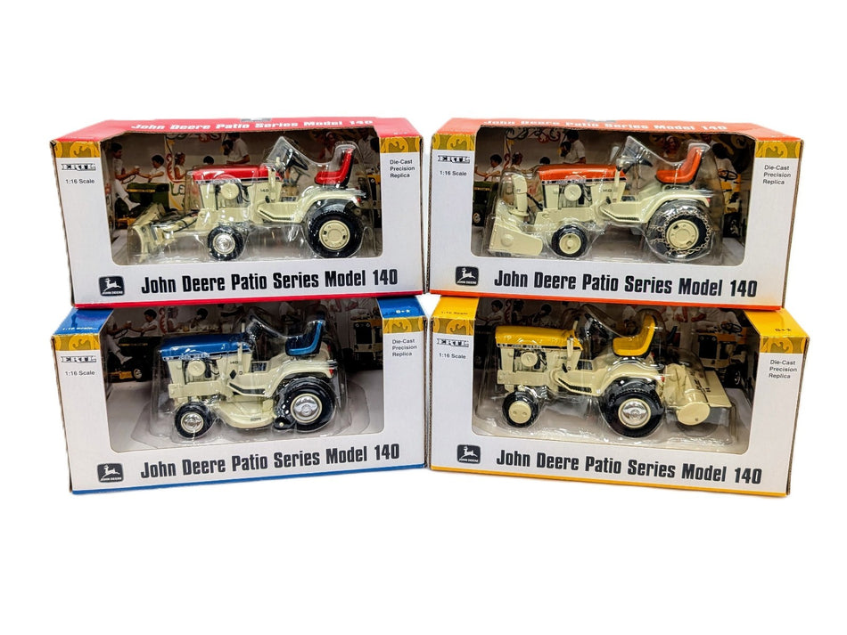 1/16 Precision John Deere Colored Patio 140 Lawn & Garden Mowers W/ Attachments