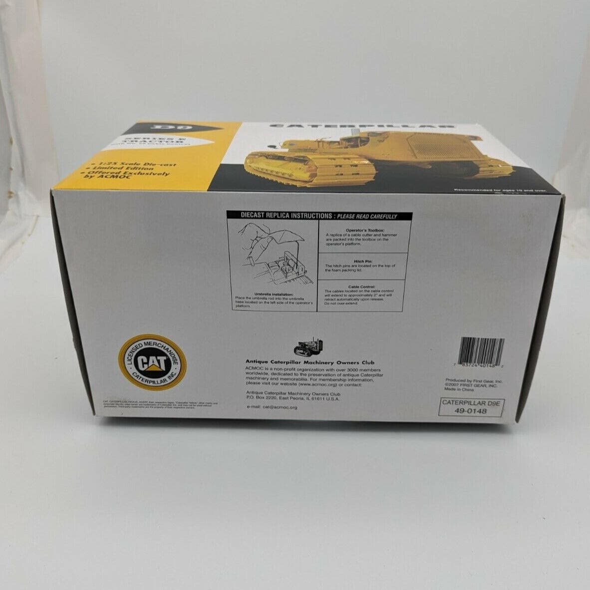 FIRST GEAR 49-0148 CAT CATERPILLAR D9E TRACTOR NO. 29 CABLE CONTROL 1/25 MIB.