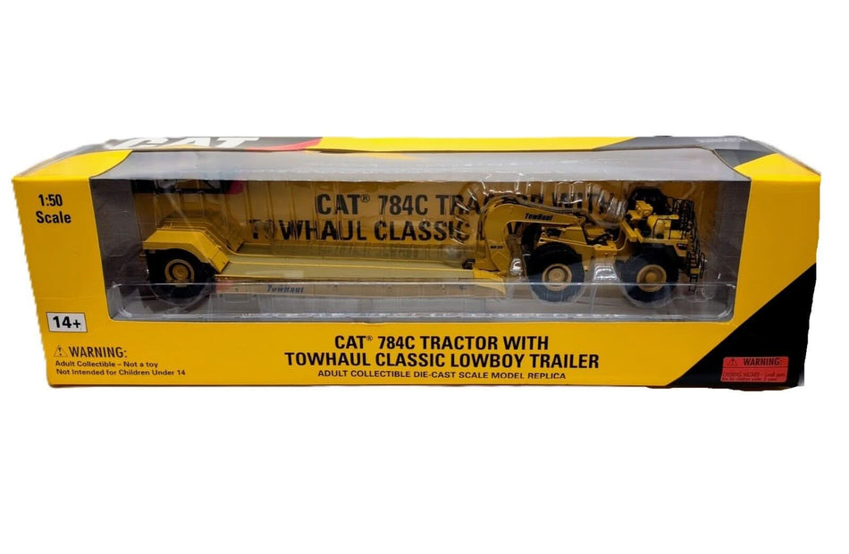 1/50 CAT 784C Tractor +Lowboy Trailer Diecast Model 2009 Norscot - Farm Toy Tractor