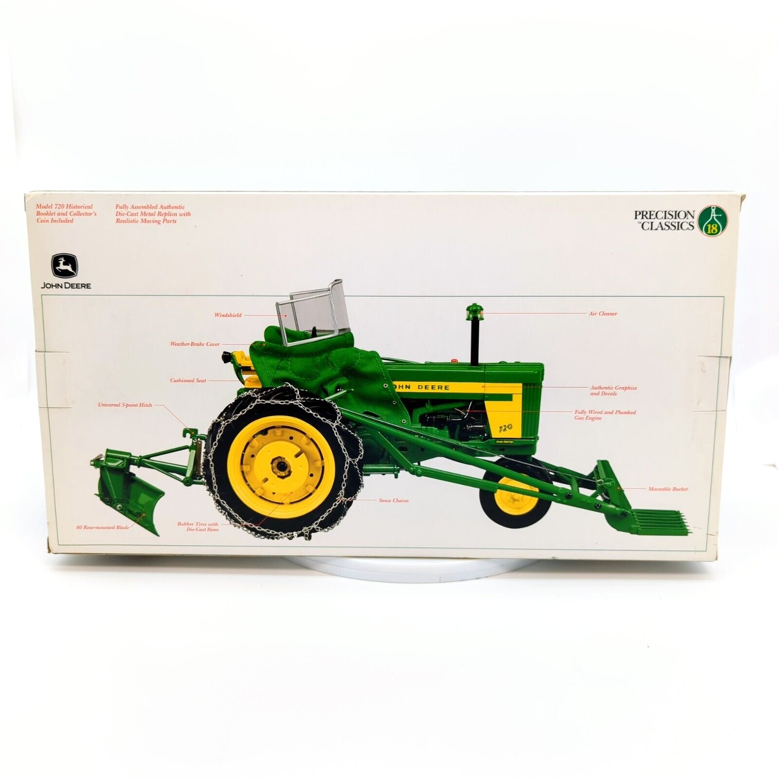 1/16 John Deere 720 Tractor With Loader, Blade, Heat Houser & Chains, Precision.