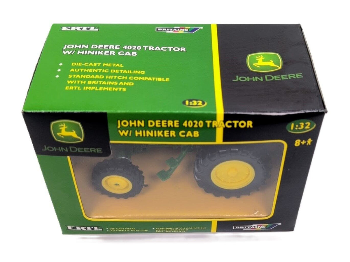 1/32 John Deere 4020 Diesel Tractor With Hiniker Cab & Front Wheel Assist - Farm Toy Tractor