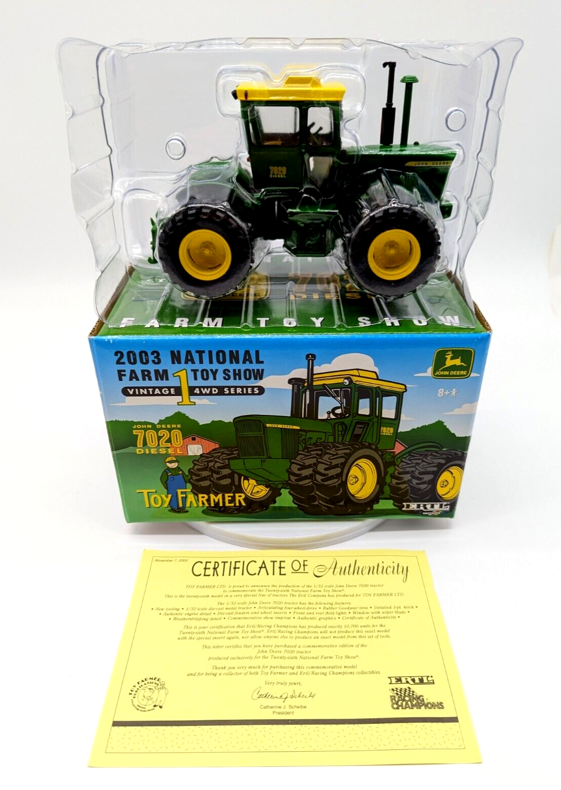 1/32 John Deere 7020 Diesel 4WD Tractor W/ Duals, Toy Farmer Show Edition - Farm Toy Tractor