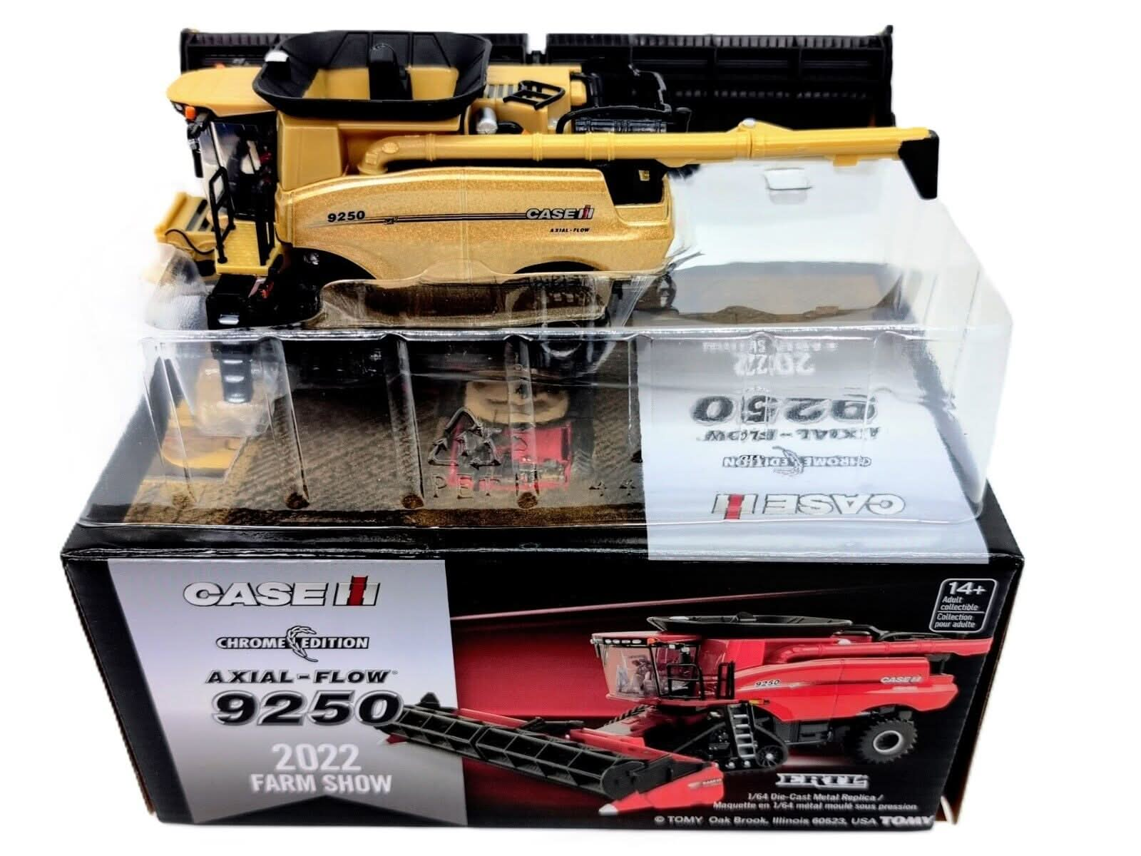 1/64 Case IH 9250 Tracked Combine With 40′ Draper Head, Rice Edition, 2022 Chase - Farm Toy Tractor