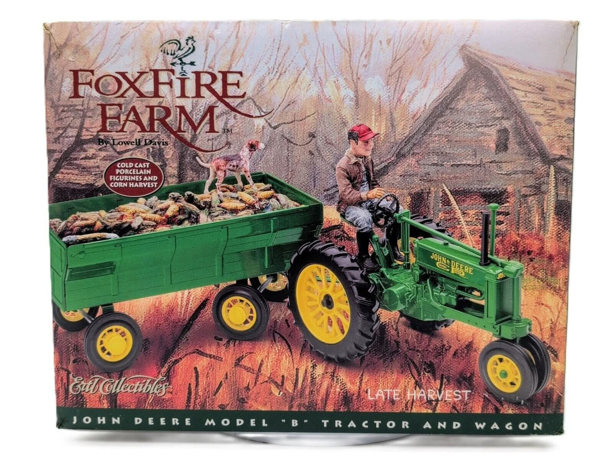 1/16 John Deere Model B Tractor And Wagon, Fox Fire Farms Late Harvest - Farm Toy