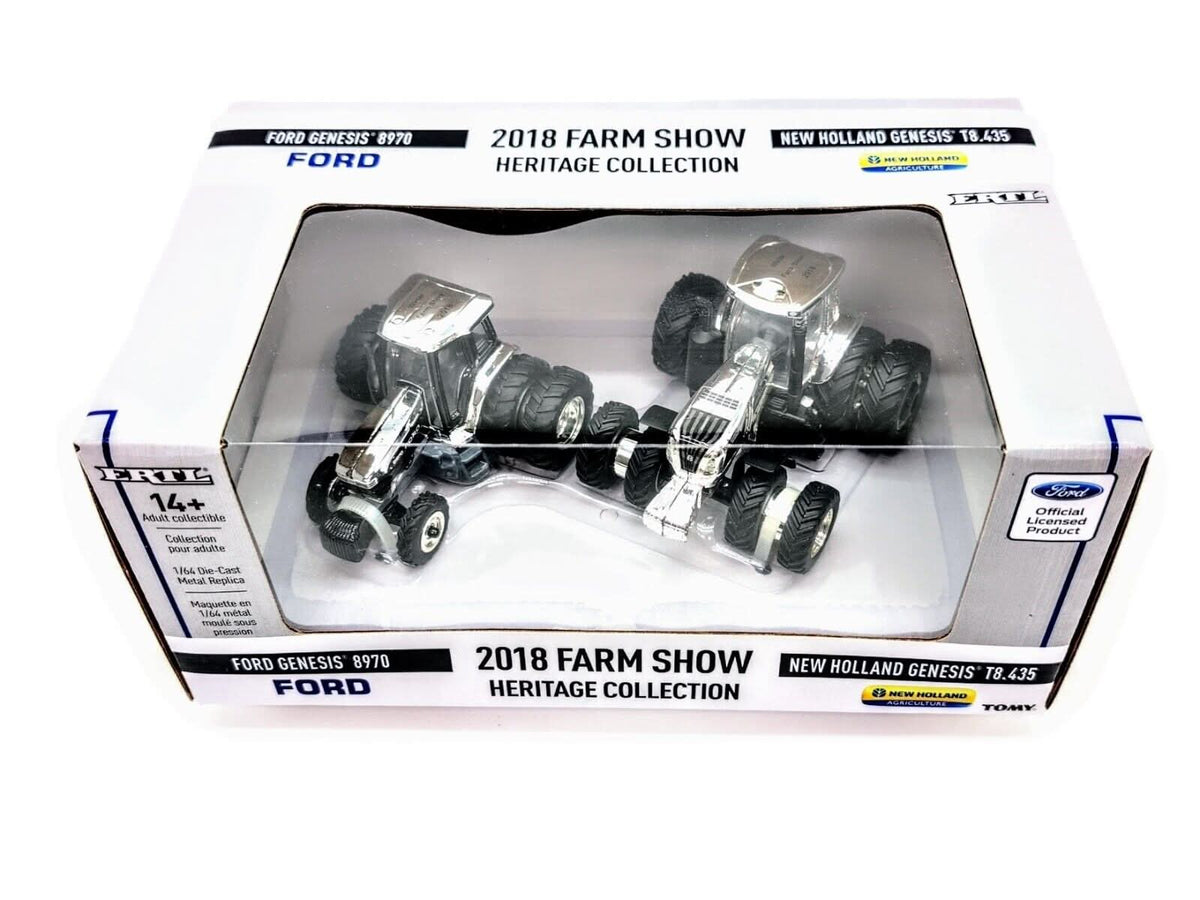 1/64 SILVER CHASER New Holland Genesis T8.435 & Ford Genesis 8970 Tractor Set - Farm Toy Tractor