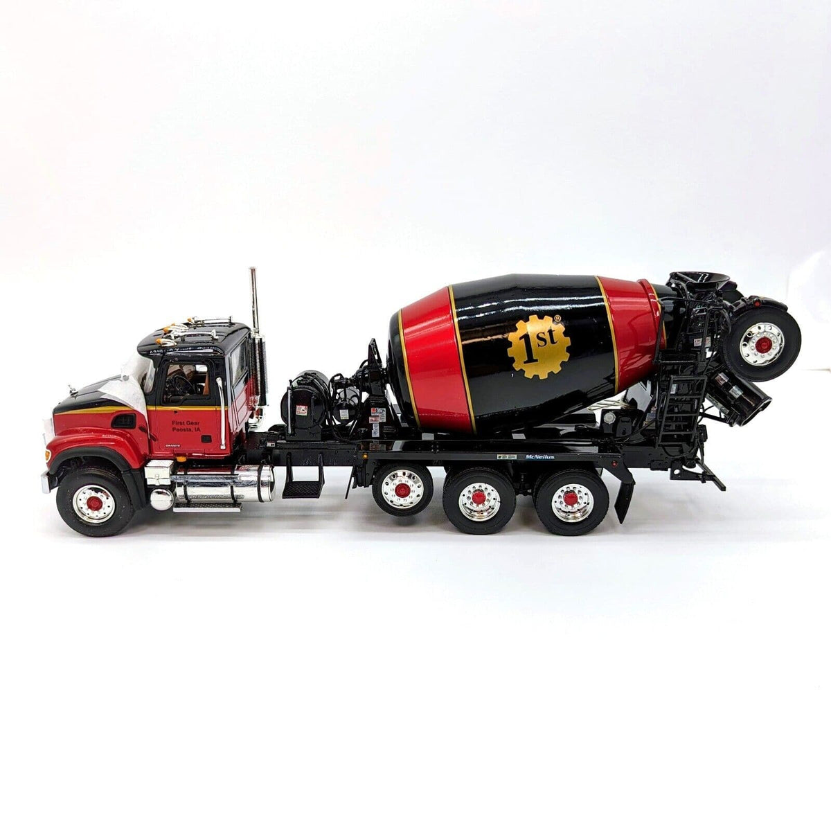 First Gear 1/34 Mack Granite w/ Bridgemaster Mixer Die-Cast Truck 19-0048.