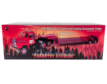 1/25 1960 Mack B-61  Tractor & Folding Gooseneck Trailer  Forestry Division.