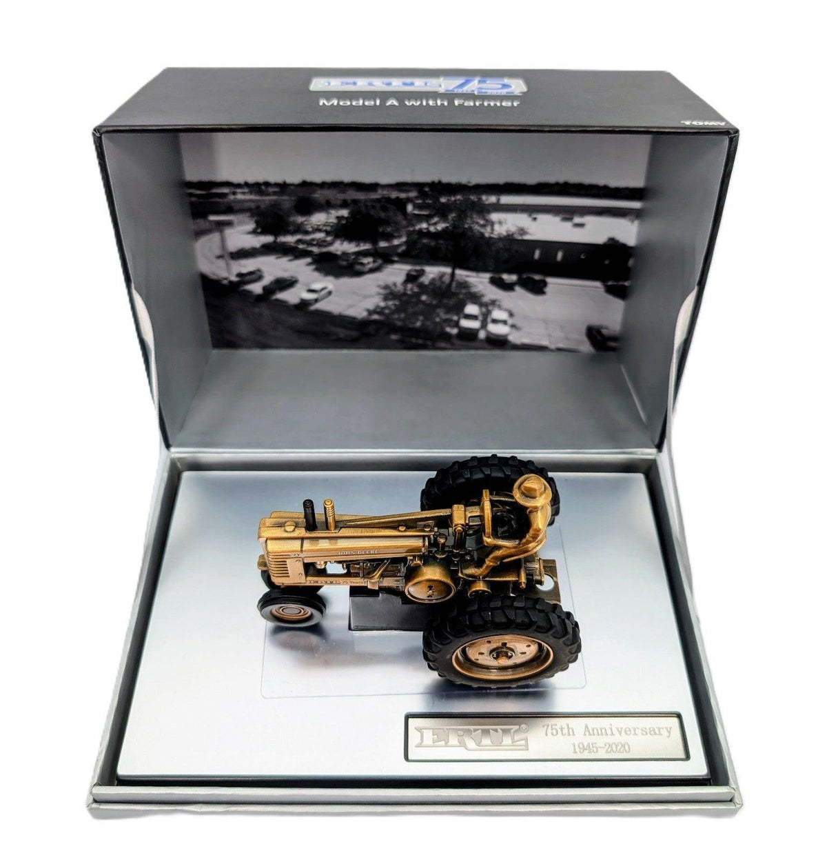 1/32 John Deere Model A Tractor With Man, Ertl 75th Anniversary, Bronze Plated.