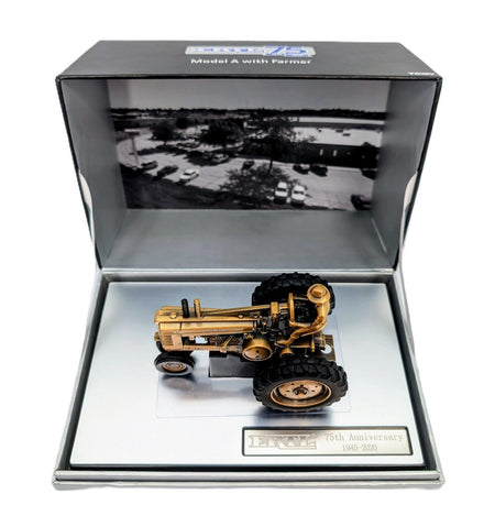1/32 John Deere Model A Tractor With Man, Ertl 75th Anniversary, Bronze Plated.