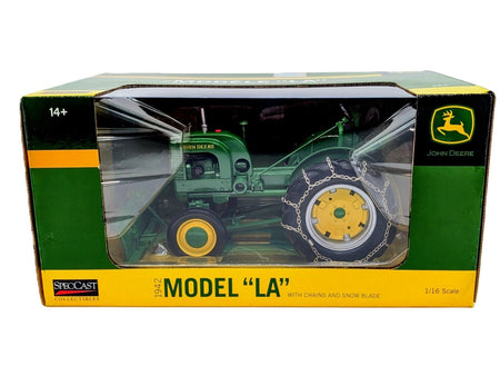 1/16 John Deere Model LA Tractor With Chains and Snow Blade 