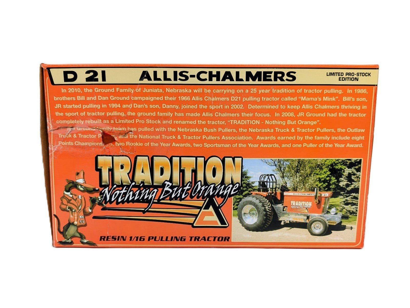 1/16 Allis Chalmers D-21 Tradition Nothing But Orange Pro Stock Pulling Tractor.