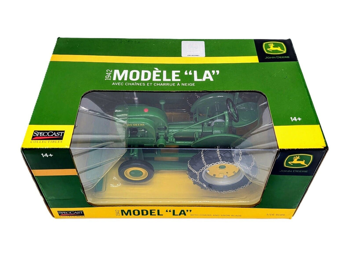 1/16 John Deere Model LA Tractor With Chains and Snow Blade 