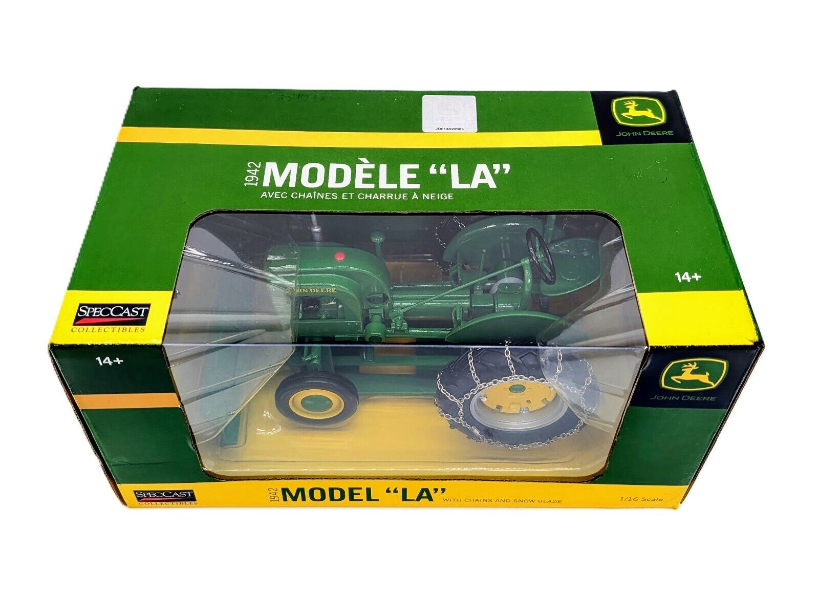 1/16 John Deere Model LA Tractor With Chains and Snow Blade 