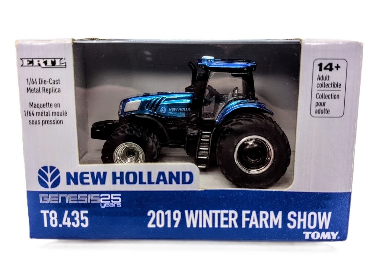 1/64 New Holland T8.435 Power Blue Paint Scheme, 2019 Winter Farm Show Chaser - Farm Toy Tractor