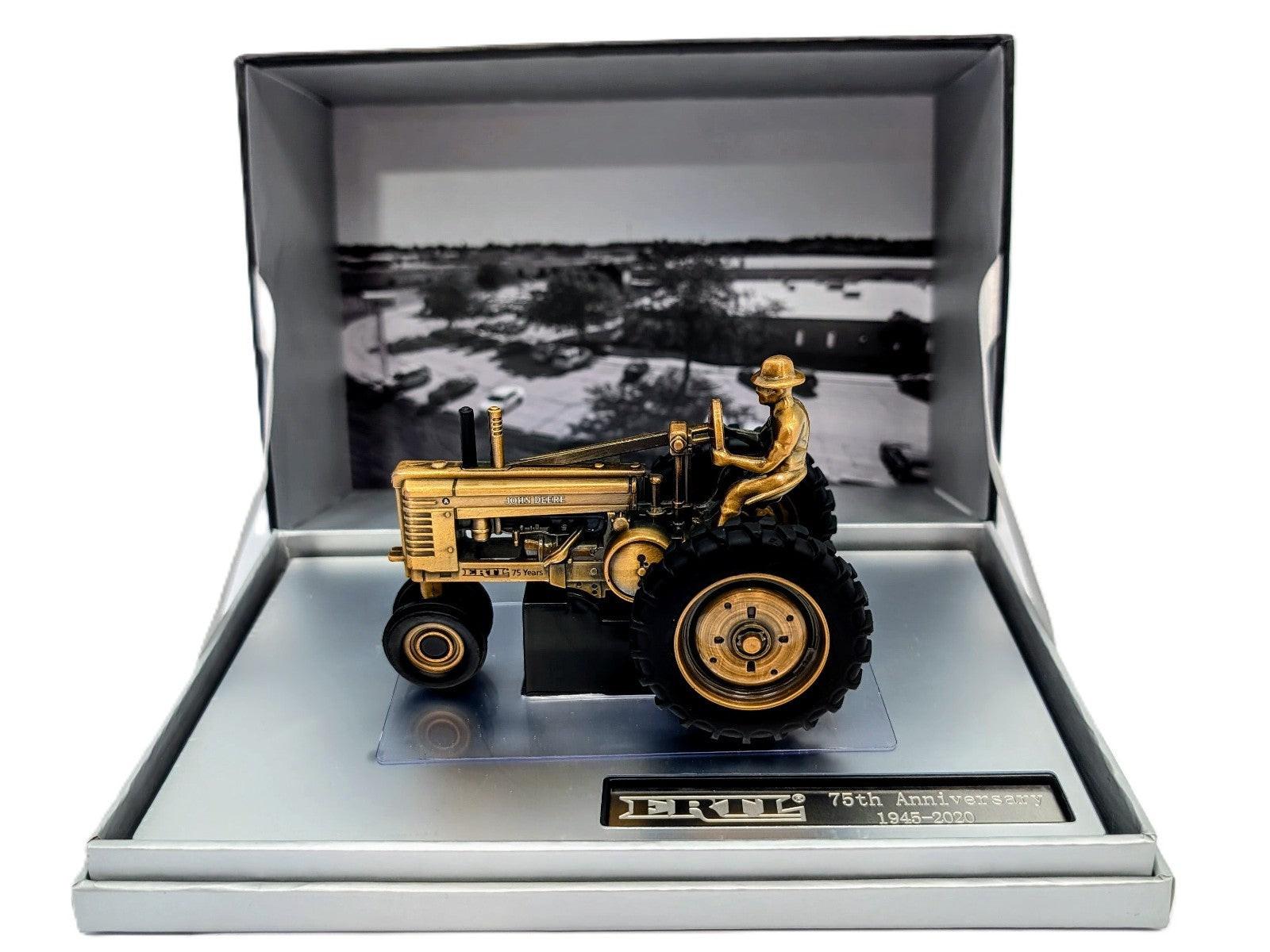 1/32 John Deere Model A Tractor With Man, Ertl 75th Anniversary, Bronze Plated.