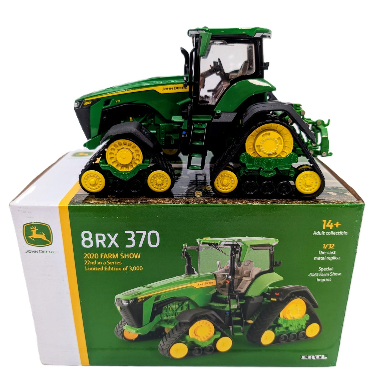 1/32 John Deere 8RX 370 Tracked Tractor, 2020 Farm Show Edition, Green Version.