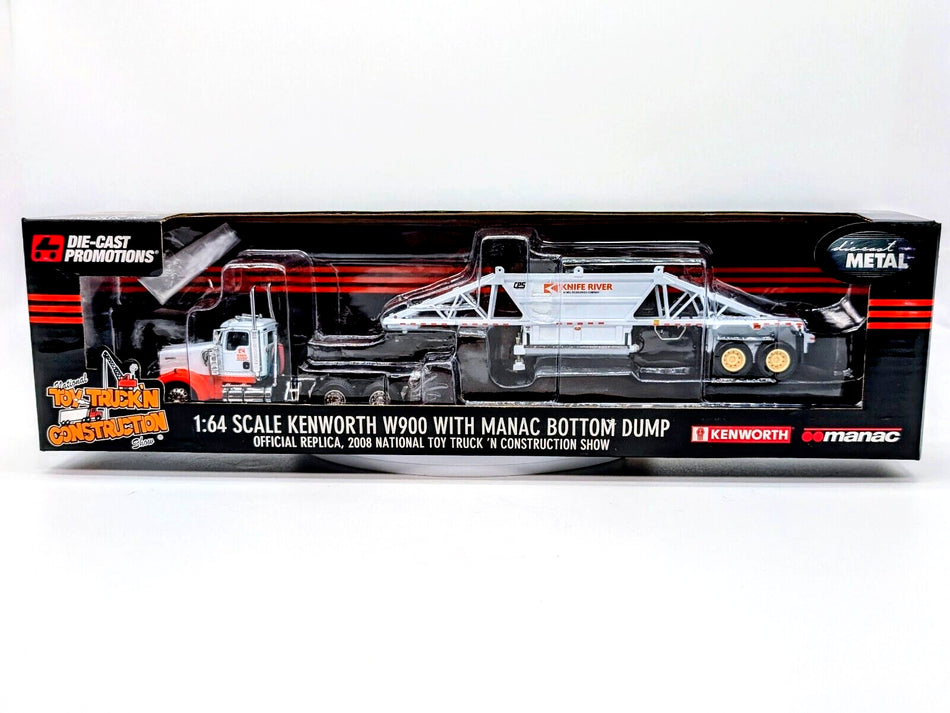 1/64 Kenworth W900 Semi Truck W/ Manac Bottom Dump Trailer Knife River DCP