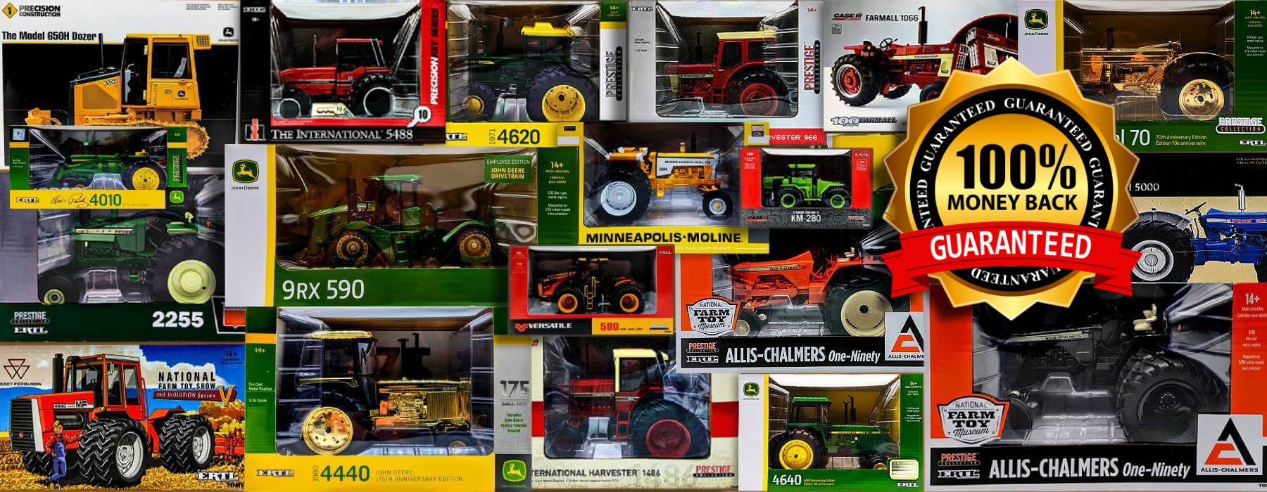 Farm and construction toy collage diecast tractors