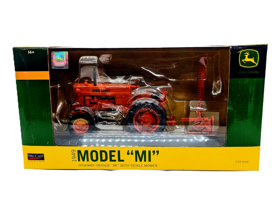 1/16 1949 John Deere Model MI Tractor Highway Orange W/ Sickle Mower