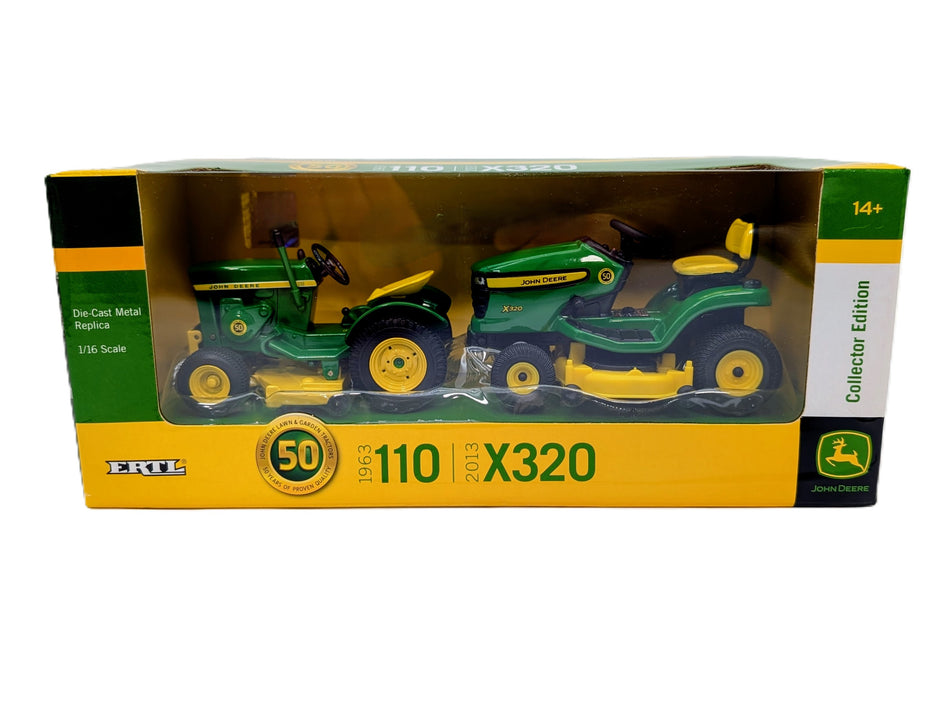1/16 John Deere 1963 110 & 2013 X320 Lawn & Garden Tractor Set 50TH Anniversary
