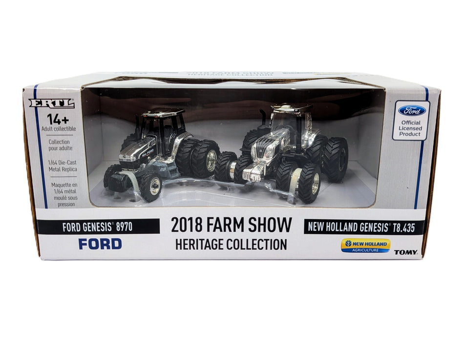 1/64 New Holland 2018 Farm Show Set With Ford 8970 and T8.435, Chrome Chaser