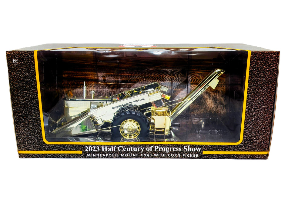 1/16 Minneapolis Moline G940 With H210 2 Row Corn Picker Half Cen 2023, Gold