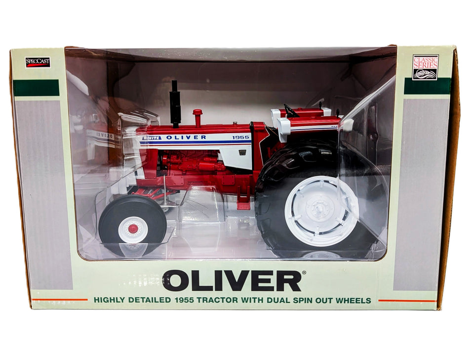 1/16 White Oliver 1955 Highly Detailed With Dual Spin Out Wheels, Red Chase