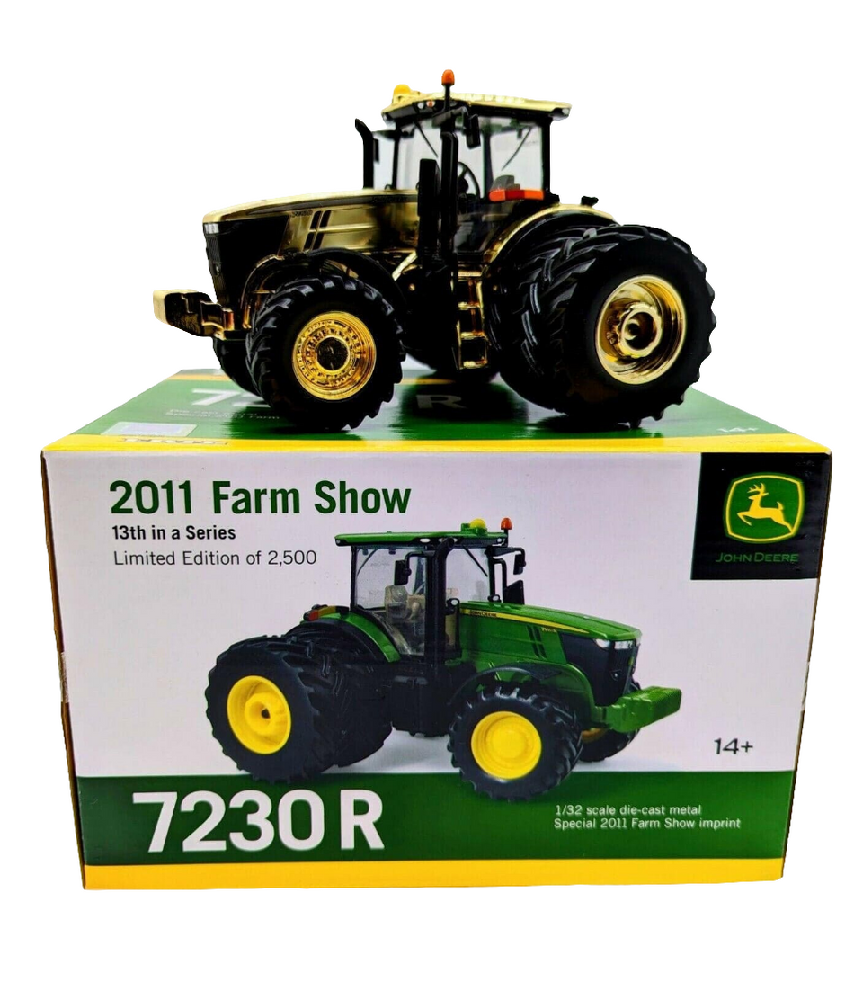 1/32 John Deere 7230R Tractor Duals, 2011 Farm Show Gold Chaser Toy Tractor - Farm Toy Tractor